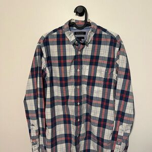 Banana Republic Navy and Red Plaid Casual Shirt